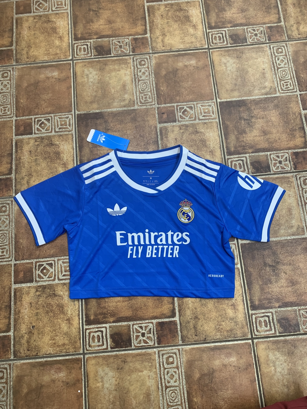 adidas Originals Real Madrid 2025/26 Women's Third Kit Cropped Jersey Size M
